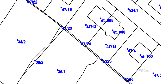 Parcela st. 47/24 v KÚ Hrotovice, Katastrální mapa