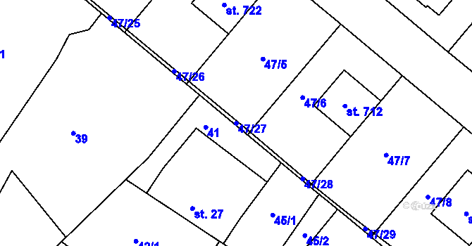 Parcela st. 47/27 v KÚ Hrotovice, Katastrální mapa