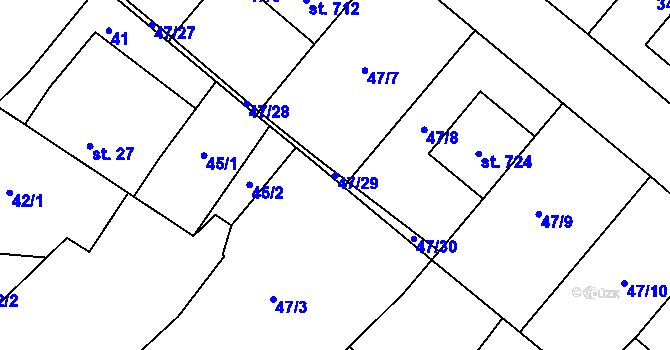Parcela st. 47/29 v KÚ Hrotovice, Katastrální mapa