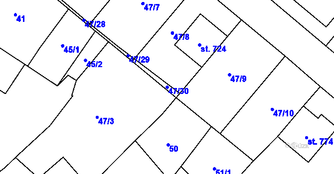 Parcela st. 47/30 v KÚ Hrotovice, Katastrální mapa