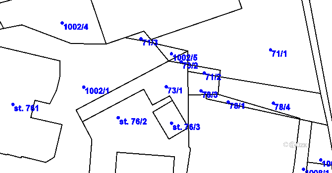 Parcela st. 73/1 v KÚ Hrotovice, Katastrální mapa