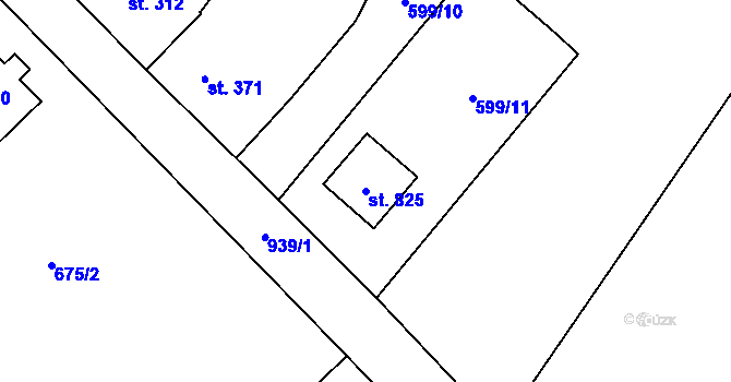 Parcela st. 825 v KÚ Hrotovice, Katastrální mapa