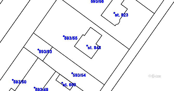 Parcela st. 848 v KÚ Hrotovice, Katastrální mapa