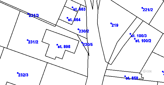 Parcela st. 230/5 v KÚ Hrotovice, Katastrální mapa