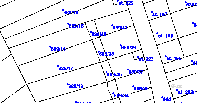 Parcela st. 689/38 v KÚ Hrotovice, Katastrální mapa
