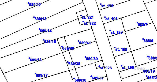Parcela st. 689/41 v KÚ Hrotovice, Katastrální mapa
