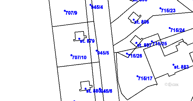 Parcela st. 945/5 v KÚ Hrotovice, Katastrální mapa