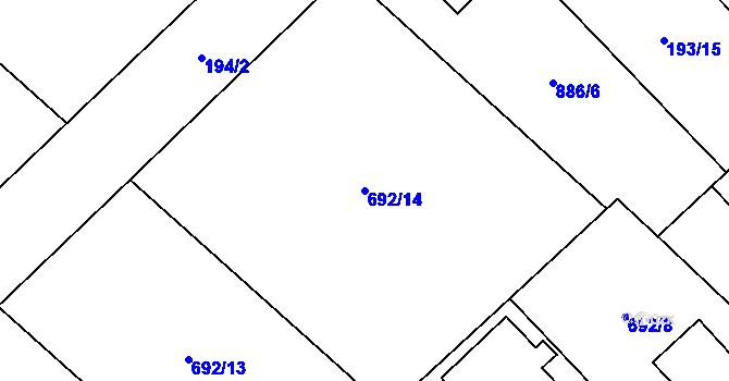 Parcela st. 692/14 v KÚ Hrotovice, Katastrální mapa