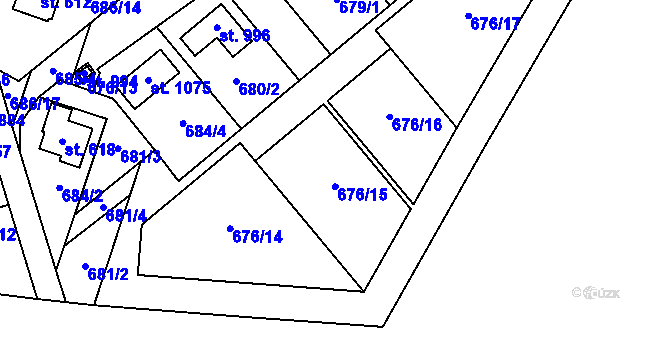 Parcela st. 676/11 v KÚ Hrotovice, Katastrální mapa