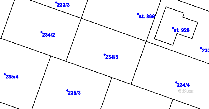 Parcela st. 234/3 v KÚ Hrotovice, Katastrální mapa