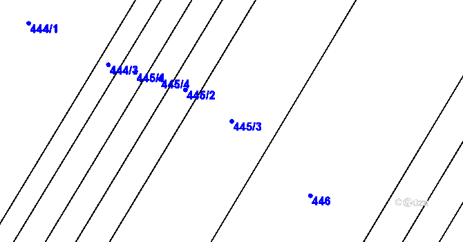 Parcela st. 445/3 v KÚ Hrotovice, Katastrální mapa