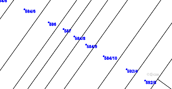 Parcela st. 584/9 v KÚ Hrotovice, Katastrální mapa
