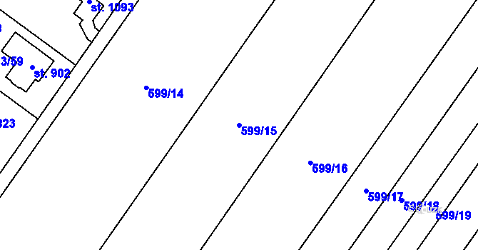 Parcela st. 599/15 v KÚ Hrotovice, Katastrální mapa