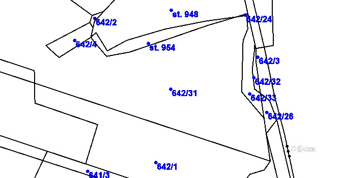 Parcela st. 642/31 v KÚ Hrotovice, Katastrální mapa