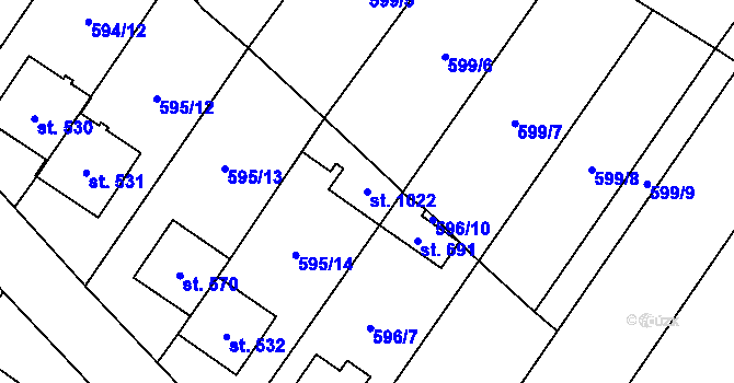 Parcela st. 1022 v KÚ Hrotovice, Katastrální mapa