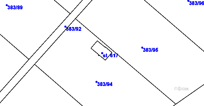 Parcela st. 617 v KÚ Hrotovice, Katastrální mapa