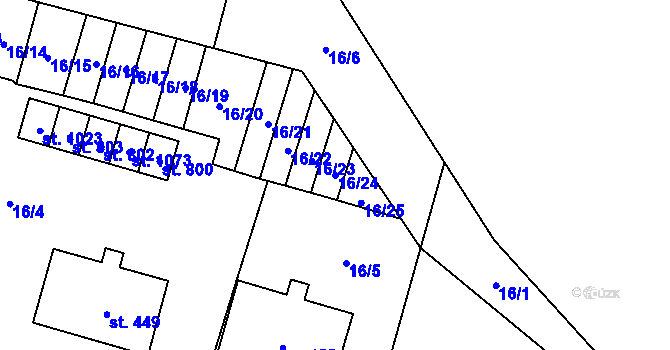 Parcela st. 16/24 v KÚ Hrotovice, Katastrální mapa