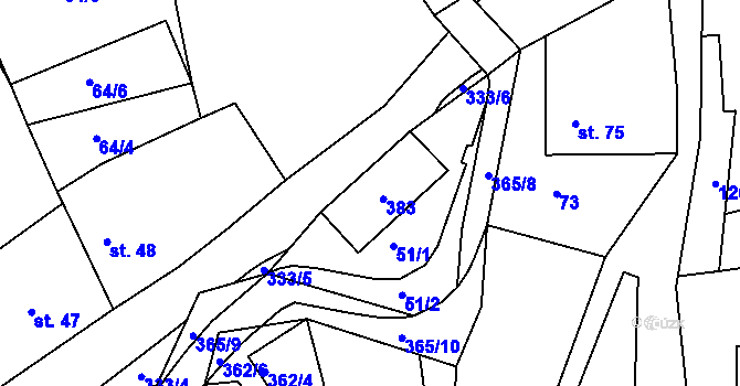 Parcela st. 49/1 v KÚ Hroubovice, Katastrální mapa