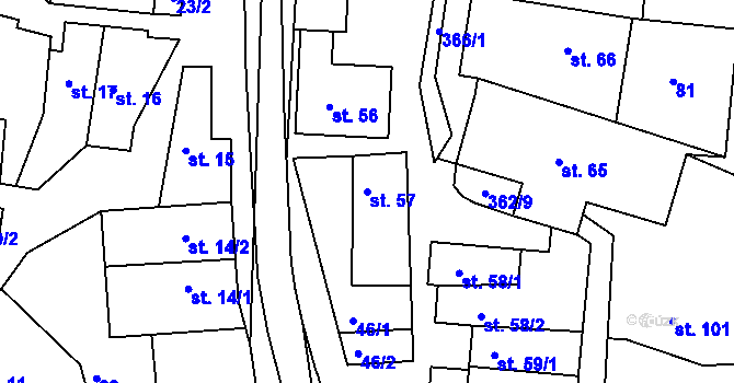 Parcela st. 57 v KÚ Hroubovice, Katastrální mapa