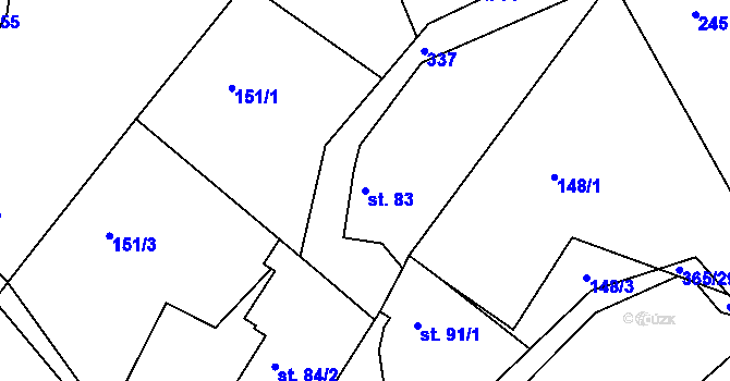 Parcela st. 83 v KÚ Hroubovice, Katastrální mapa