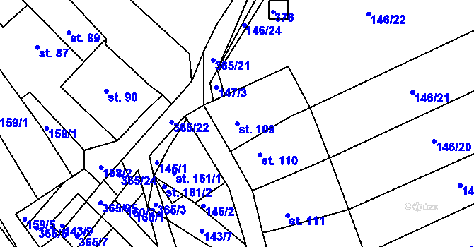 Parcela st. 109 v KÚ Hroubovice, Katastrální mapa