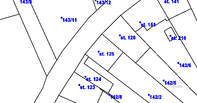 Parcela st. 125 v KÚ Hroubovice, Katastrální mapa