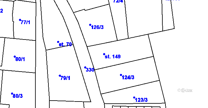 Parcela st. 149 v KÚ Hroubovice, Katastrální mapa