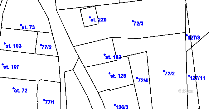 Parcela st. 182 v KÚ Hroubovice, Katastrální mapa