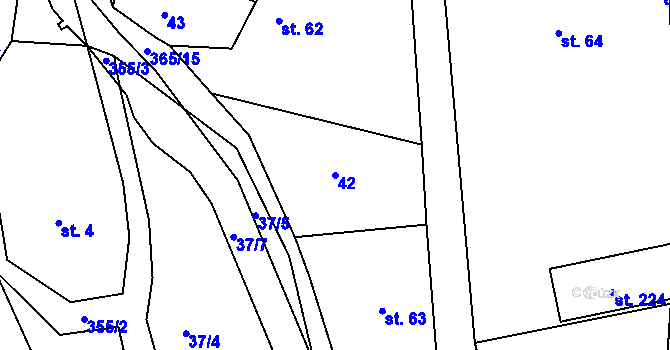 Parcela st. 42 v KÚ Hroubovice, Katastrální mapa