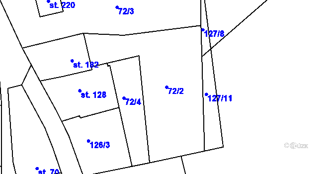 Parcela st. 72/2 v KÚ Hroubovice, Katastrální mapa