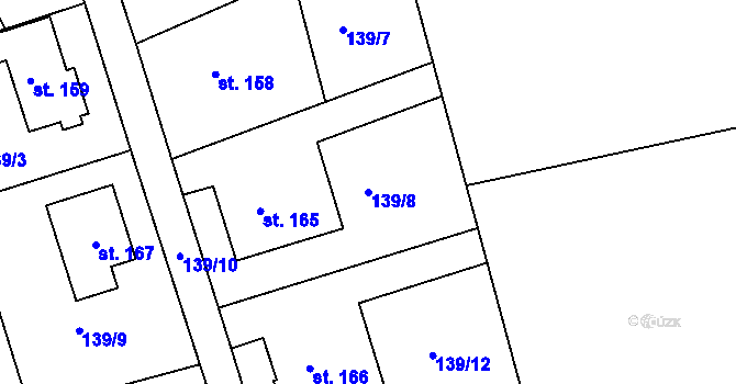 Parcela st. 139/8 v KÚ Hroubovice, Katastrální mapa