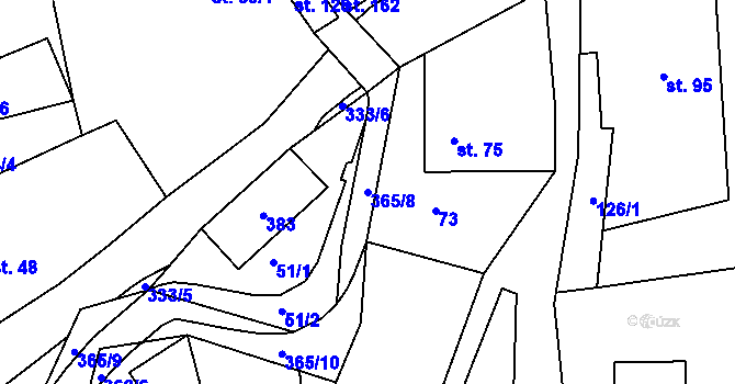 Parcela st. 365/8 v KÚ Hroubovice, Katastrální mapa