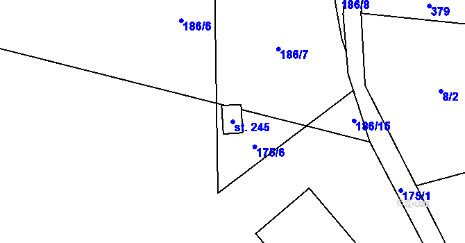 Parcela st. 245 v KÚ Hroubovice, Katastrální mapa