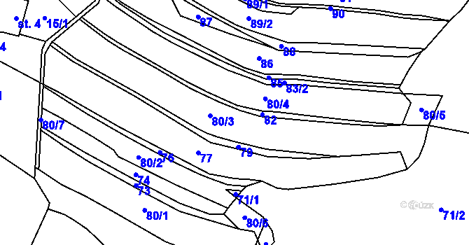 Parcela st. 80 v KÚ Hroznětice, Katastrální mapa