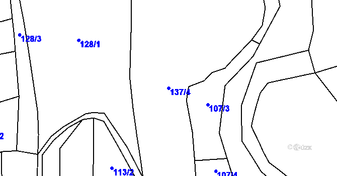 Parcela st. 137/4 v KÚ Hroznětice, Katastrální mapa
