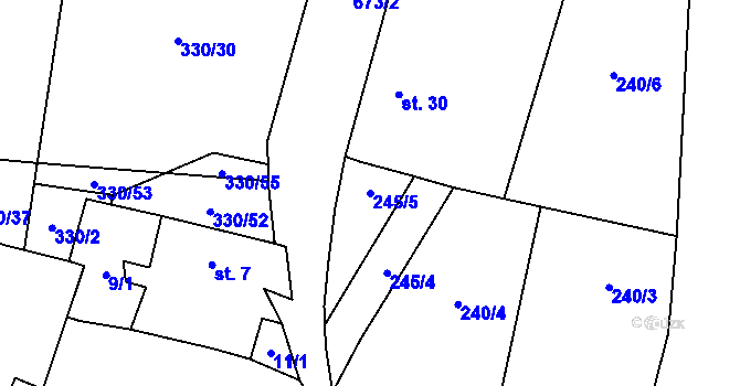 Parcela st. 245/5 v KÚ Hroznětice, Katastrální mapa