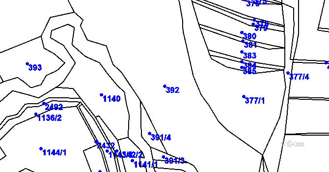 Parcela st. 392 v KÚ Hroznětice, Katastrální mapa