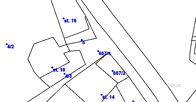 Parcela st. 667/4 v KÚ Hroznětice, Katastrální mapa