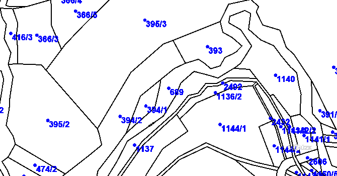Parcela st. 689 v KÚ Hroznětice, Katastrální mapa