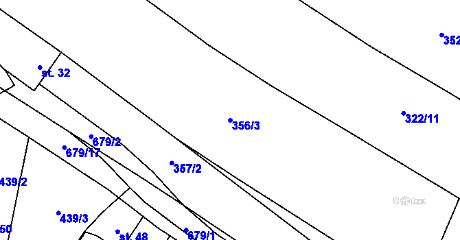 Parcela st. 356/3 v KÚ Hroznětice, Katastrální mapa