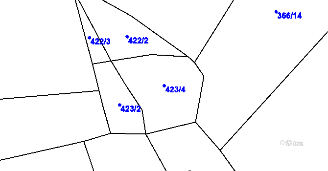 Parcela st. 423/4 v KÚ Hroznětice, Katastrální mapa