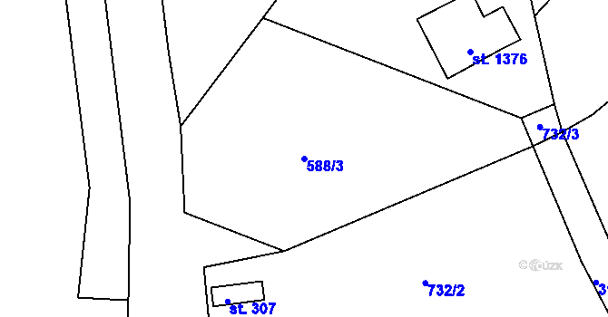 Parcela st. 588/3 v KÚ Hroznětín, Katastrální mapa