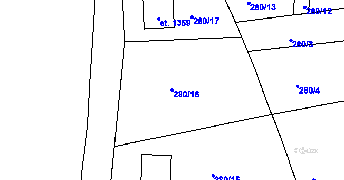 Parcela st. 280/16 v KÚ Hroznětín, Katastrální mapa