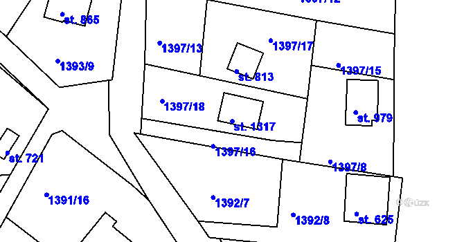 Parcela st. 1317 v KÚ Hroznětín, Katastrální mapa