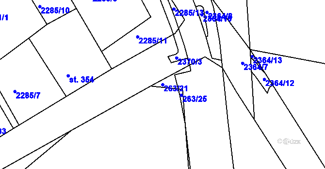 Parcela st. 263/21 v KÚ Hroznětín, Katastrální mapa
