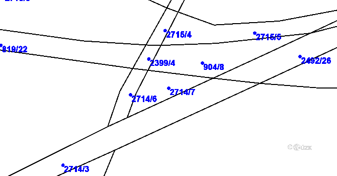 Parcela st. 2714/7 v KÚ Hroznětín, Katastrální mapa