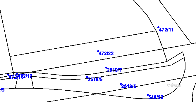 Parcela st. 472/22 v KÚ Hroznětín, Katastrální mapa