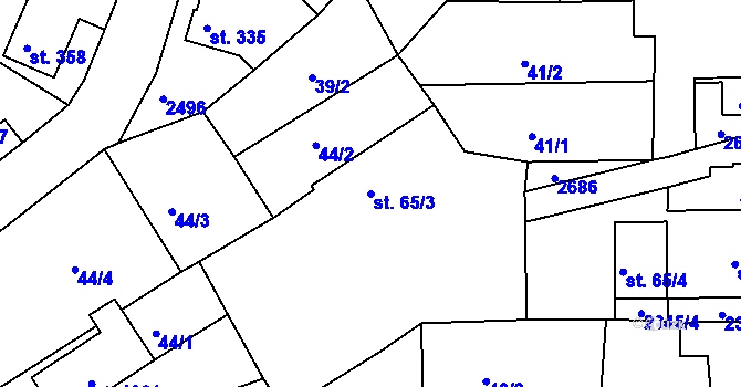 Parcela st. 65/3 v KÚ Hroznětín, Katastrální mapa