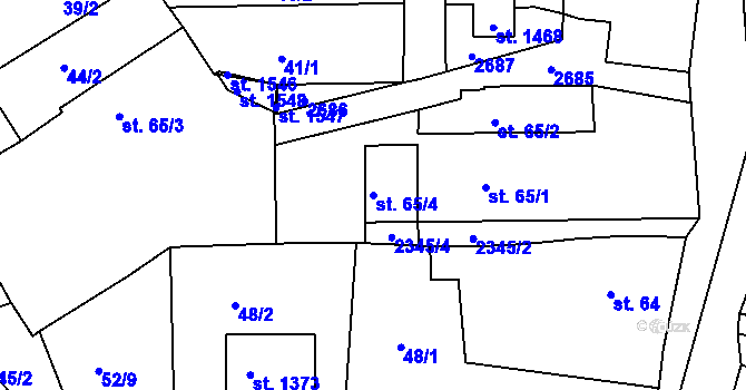 Parcela st. 65/4 v KÚ Hroznětín, Katastrální mapa