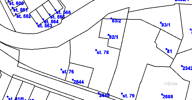 Parcela st. 78 v KÚ Hroznětín, Katastrální mapa